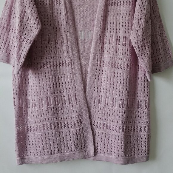 Maurices Womens Pink Open Front Crochet Open Knit Cardigan Sweater Size Medium - Picture 3 of 7
